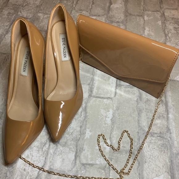 STEVE MADDEN: VALA CAMEL PATENT PUMPS & HAND BAG - Picture 9 of 16